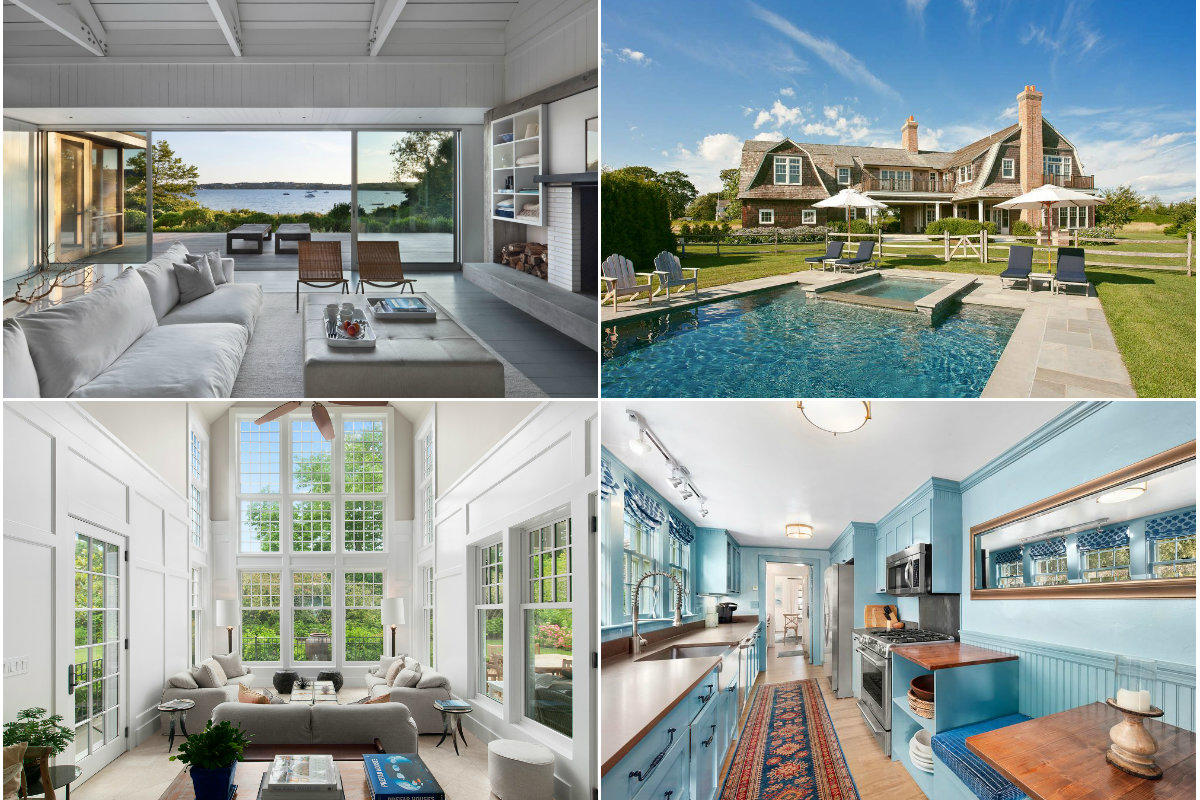 <em>Clockwise from top left: A lakefront home in Montauk has its price cut to $7.95M, a Water Mill home with an open-air summer living room sells for $7.25M, East Hampton's famous Bee Cottage lists for nearly $3.5M and East Hampton continues to pique the interest of would-be summer renters.</em>