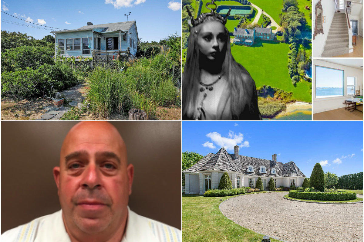 Clockwise from top left: Hamptons home market starts 2019 in a slump, a former ballerina's waterfont Bridghampton home heads to contract with a lowered $34M ask, $1K-a-night 'Great Gatsby' home in Bridgehampton is offered up by Airbnb for just $17 and a new eatery prepares to open in a famous Water Mill diner whose former owner Richard Bivona pleaded guilty to fraud charges for keeping pay from workers.