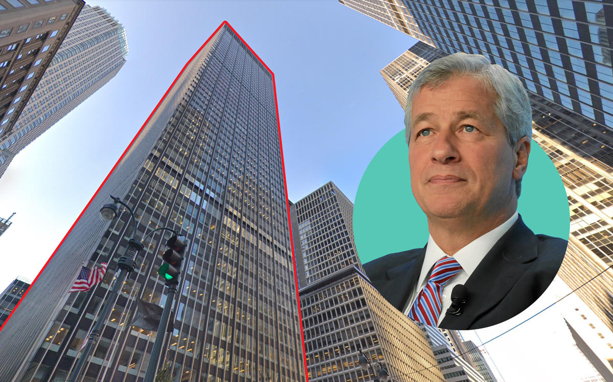  270 Park Avenue and JPMorgan Chase CEO Jamie Dimon (Credit: Google Maps and Wikipedia)