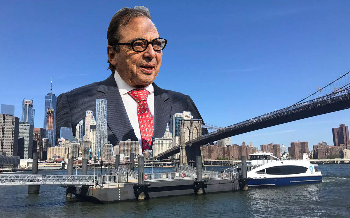Douglas Durst and the NYC ferry on the East River (Credit: Curbed NY)