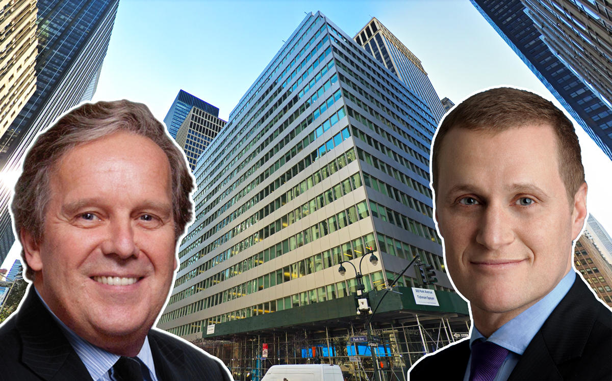 From left: Colgate-Palmolive CEO Ian M. Cook, 300 Park Avenue, and Tishman Speyer CEO Rob Speyer (Credit: NYU, Google Maps, and Tishman Speyer)