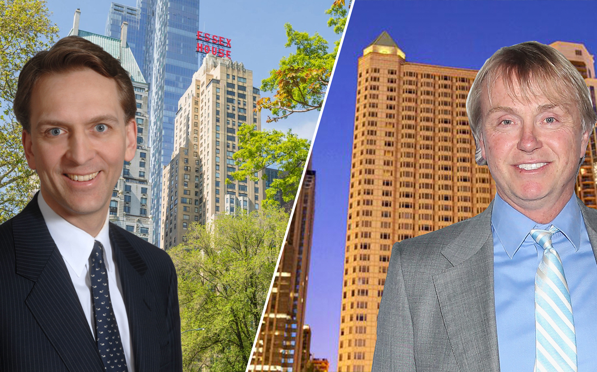 From left: Brookfield CEO Bruce Flatt, JW Marriott Essex House on Central Park South, Fairmont Chicago, and Fortress Chairman Wesley Edens (Credit: Getty Images)