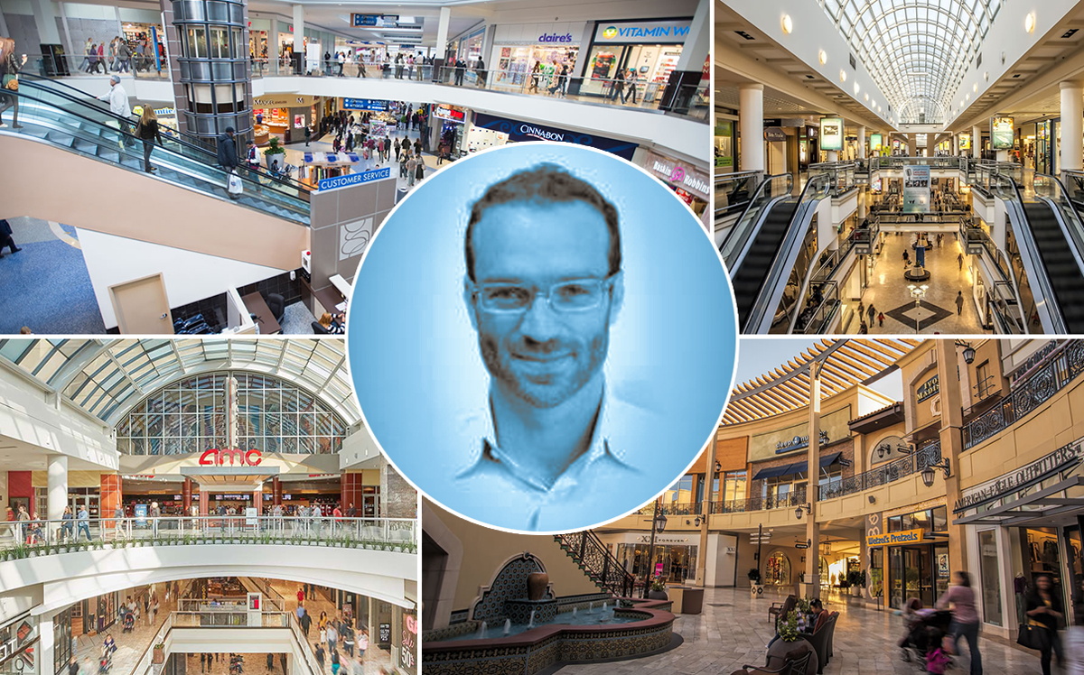 Macerich shopping malls and Macerich's Jesse Franklin (Credit: Macerich and CREtech)