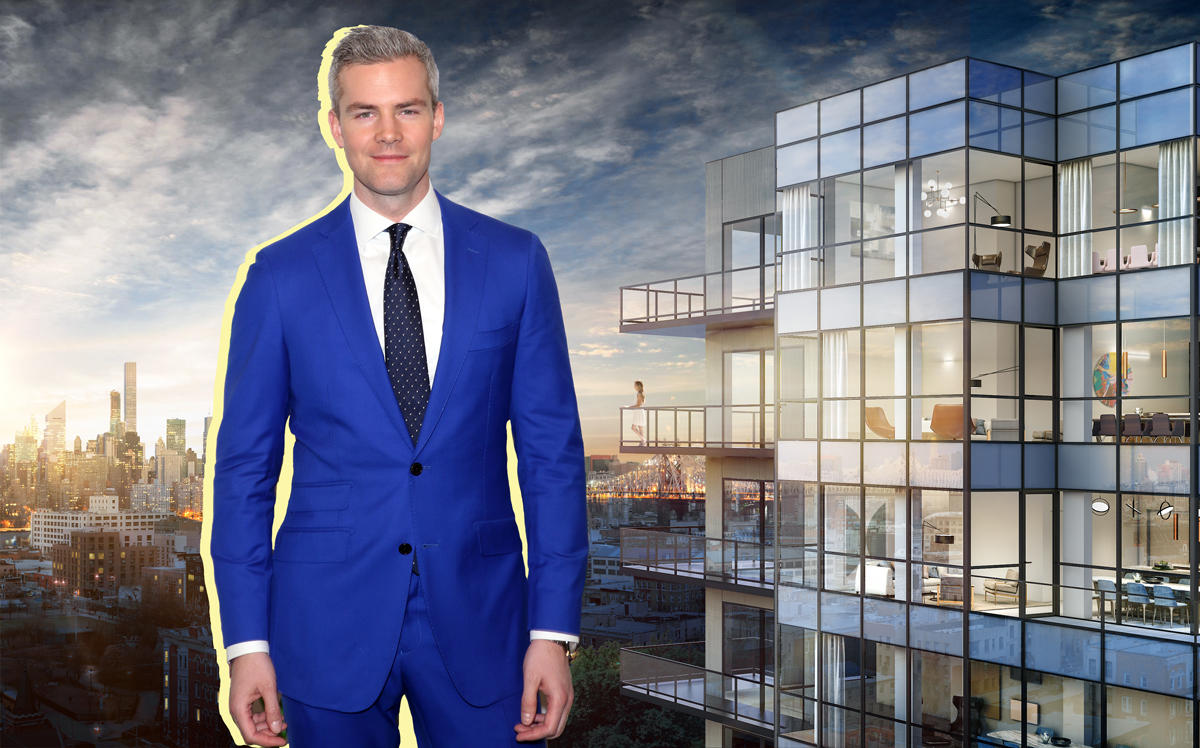 Ryan Serhant and renderings of The Prime at 22-43 Jackson Avenue in Long Island City