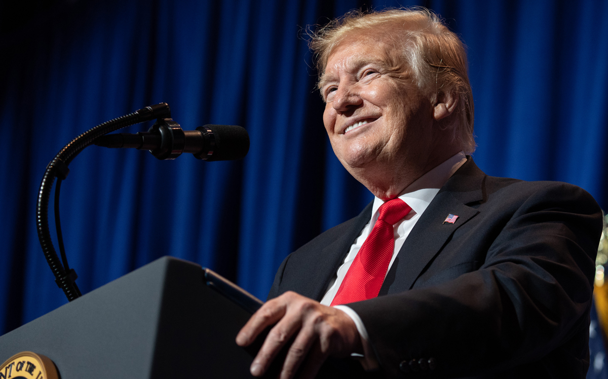 President Donald Trump speaks during the NAR Legislative Meetings and Trade Expo in Washington, DC