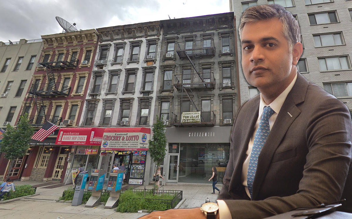 Megalith CEO Sam Sidhu and 1660 First Avenue (Credit: Tobias Truvillion|The Real Deal and Google Maps)