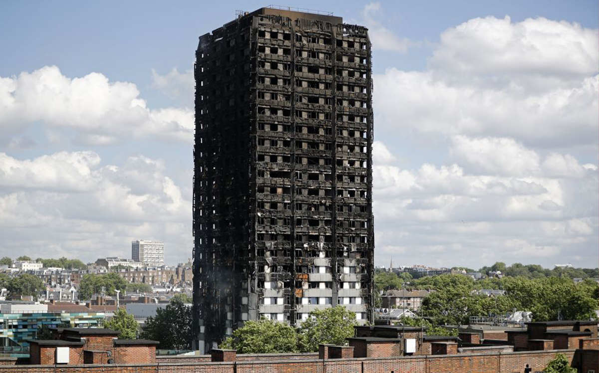 Grenfell Tower, one day after the 2017 fire (Credit: Getty Images)