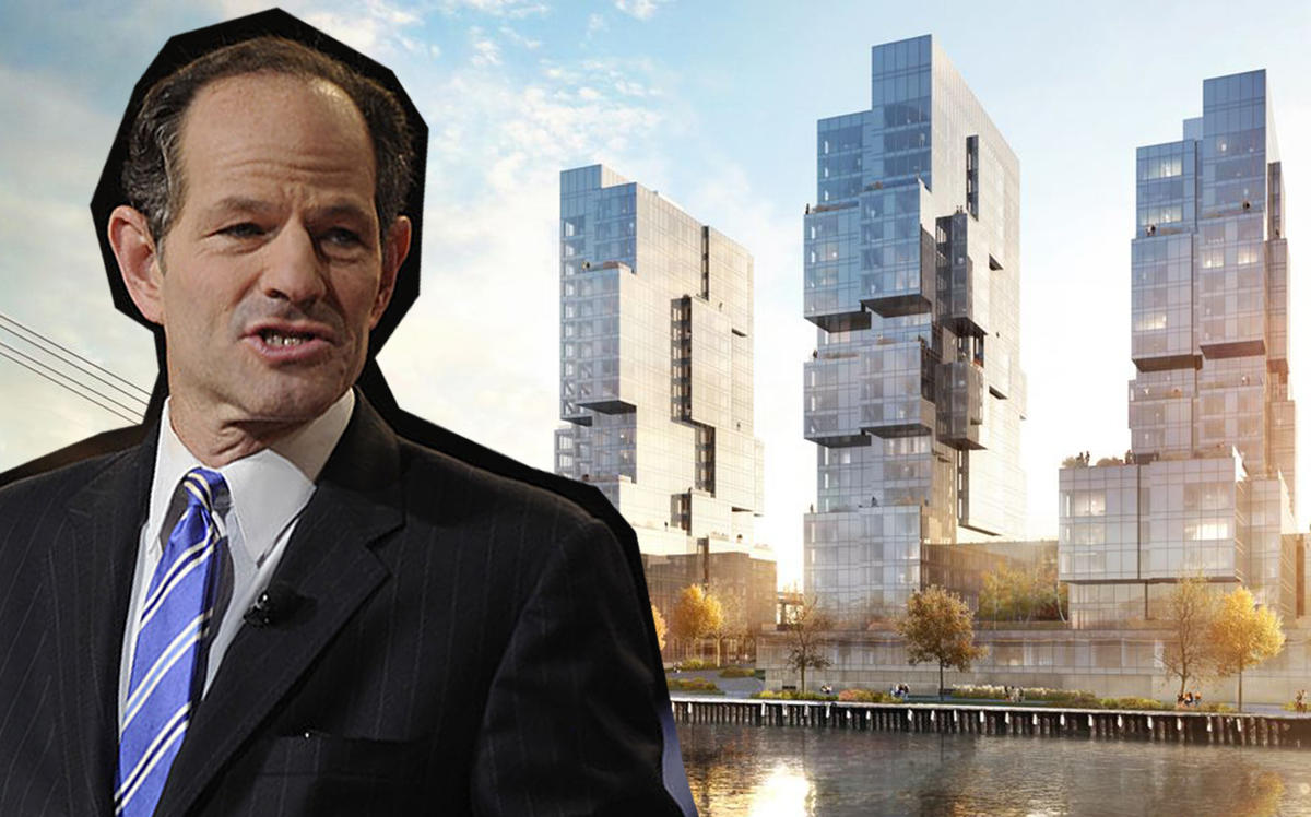 Eliot Spitzer and 420 Kent Avenue (Credit: Getty Images)