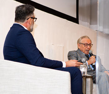 The Real Deal publisher Amir Korangy and Larry Silverstein (Credit: Emily Assiran)