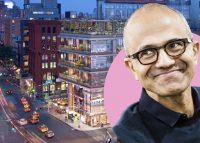 300 Lafayette Street  and Microsoft CEO Satya Nadella (Credit: COOKFOX Architects; Nadella via Wikipedia)