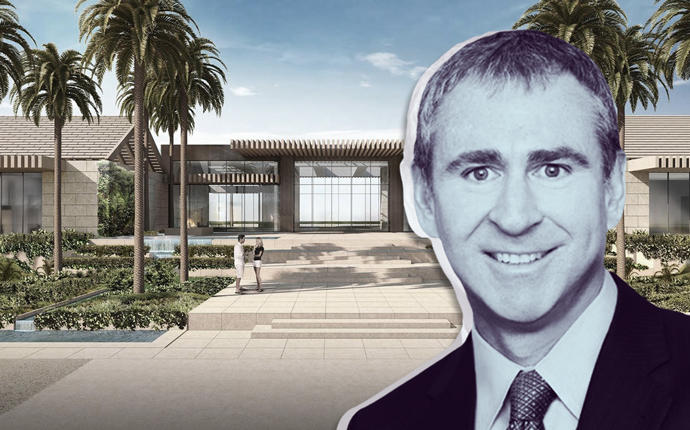 Ken Griffin and a rendering of the project (Credit: Town of Palm Beach via Chicago Tribune)