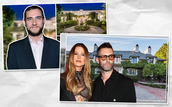Anton Lessine and 321 South Bristol Avenue, and Behati Prinsloo and Adam Levine with their home (Credit: Getty Images and Zillow)