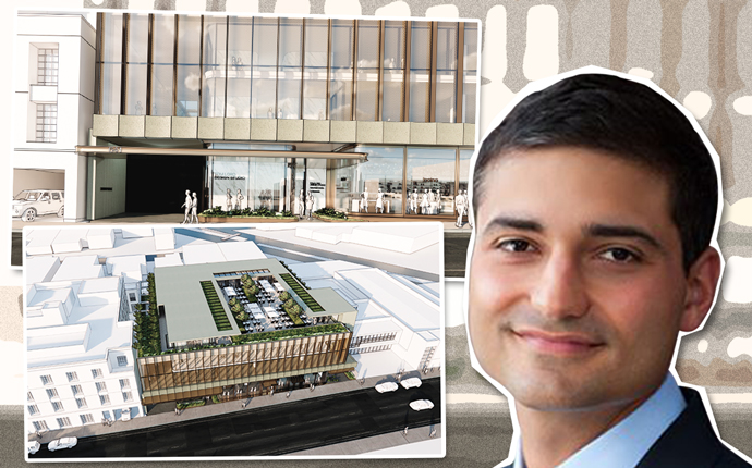 Faring's Jason Illoulian and a rendering of the La Peer Drive project