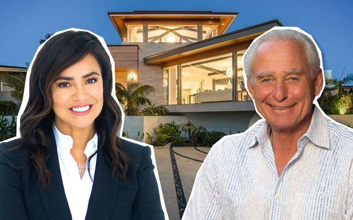 Esmeralda Gallemore, Skechers executive David Weinberg and the home at 2906 Tennyson Place (Credit: Realtor)