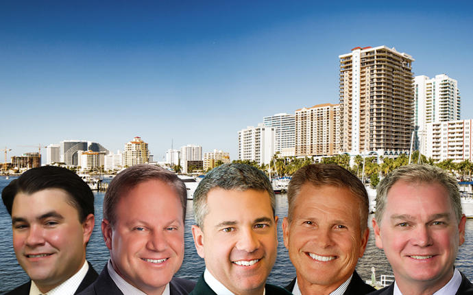 From left: Kyle Jones of Stiles Corp., Mark Corlew of Grover Corlew, Christian Lee of CBRE, Rod Loschiavo of Colliers International South Florida, and Greg Martin of Avison Young