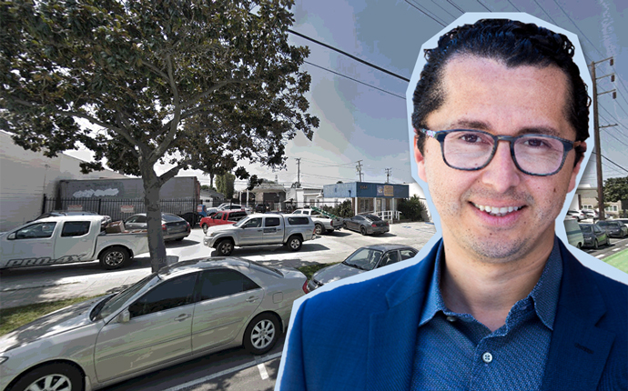 Community Corporation of Santa Monica Development Director Jesús Hernandez and the assemblage of parcels on 14th Street