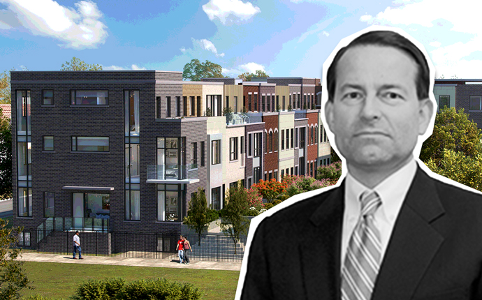 John Pellouchoud and a rendering of a 28-unit complex at 1225 West School Street