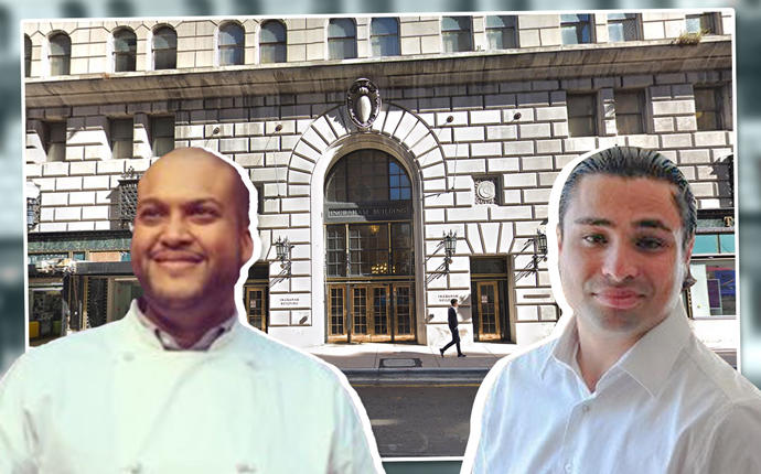 Chef Timon Balloo and Felix Bendersky with the Ingraham Building (Credit: Twitter, Facebook and Google Maps)