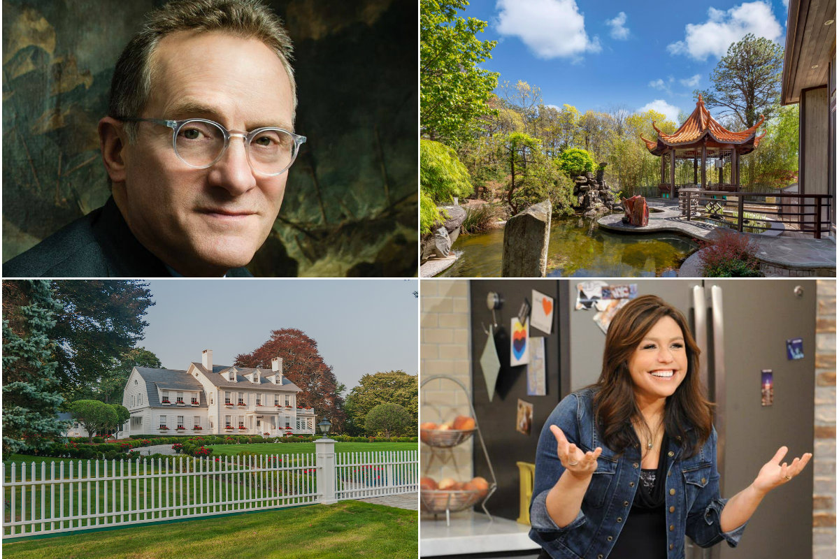 <em>Clockwise from top left: Billionaire investor Howard Marks buys four Amagansett parcels for $35M, China-themed Bridgehampton home hits the market again with a $20.1M price cut, celebrity chef Rachael Ray brings the ask for her Southampton compound down to $4M and East Hampton's "White House" lists for $12.5 million.</em>