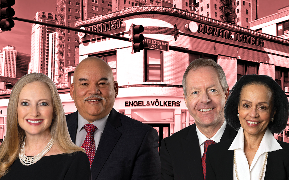 From left: Engel & Volkers' Jennifer Ames, Lorenzo Sanchez, Andreas Holder and Marisela Holder with the new Engel & Volkers office at 2401 North Clark Street