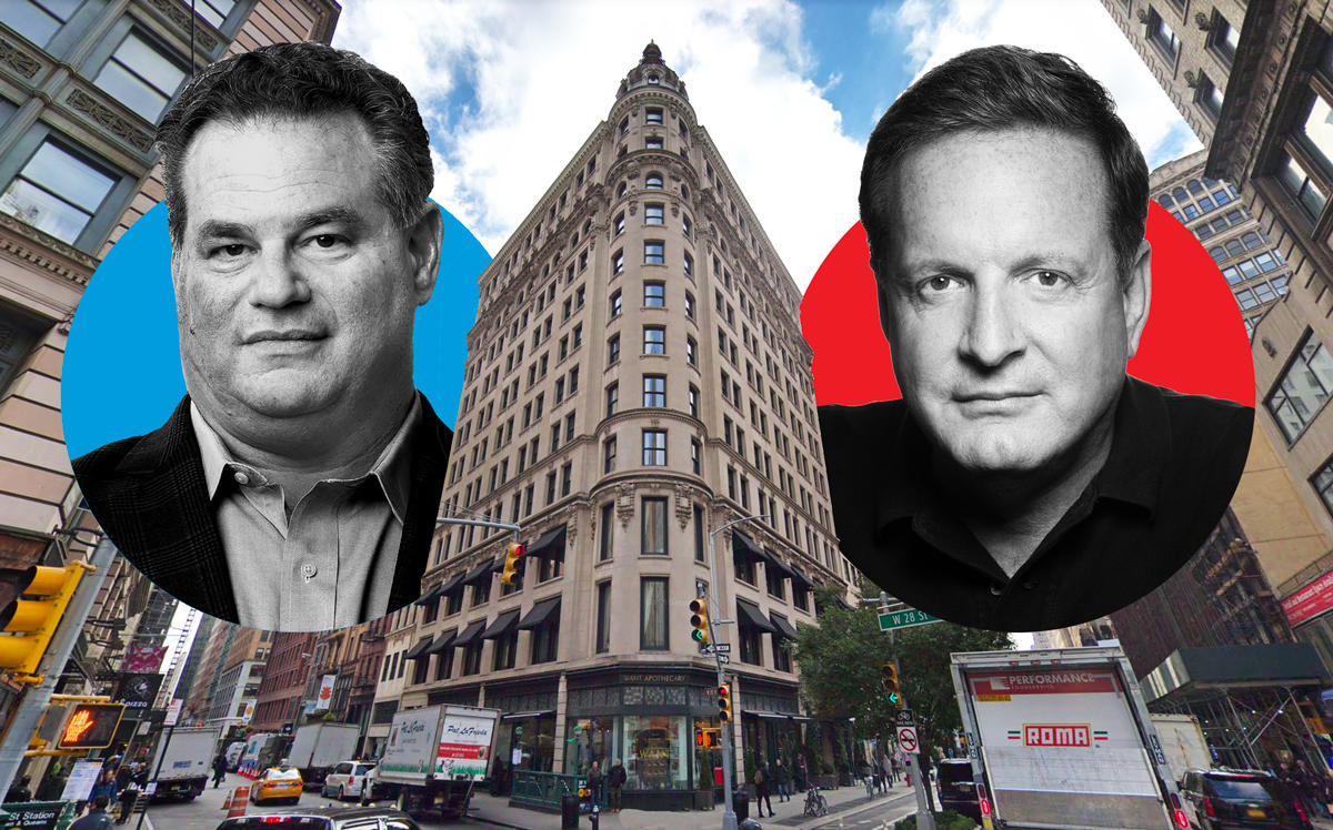 Andrew Zobler and Ron Burkle with 1170 Broadway (Credit: Google Maps, Wikipedia, and Kaplan & Company)