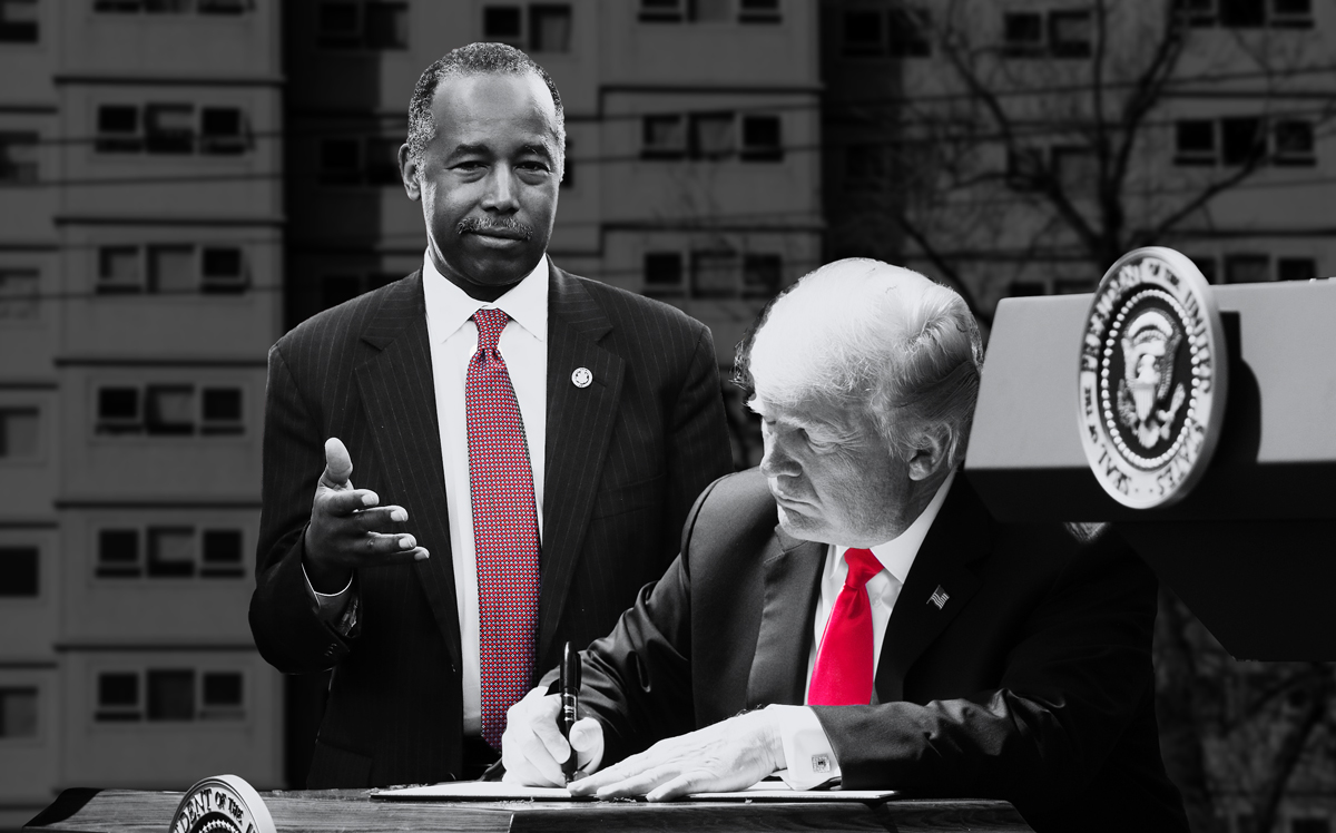 U.S. Department of Housing and Urban Development secretary Ben Carson and President Donald Trump (Credit: Getty Images and iStock)