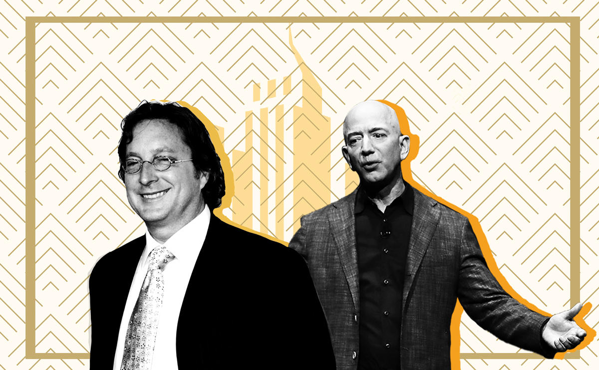Philip Falcone and Jeff Bezos (Credit: iStock and Getty Images)