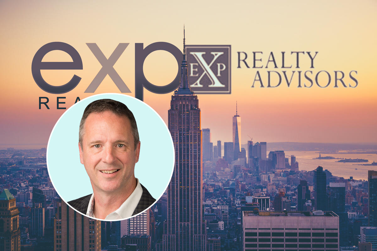 eXp Realty CEO Glenn Sanford with eXp Realty and EXP Realty Advisors logos (Credit: iStock)