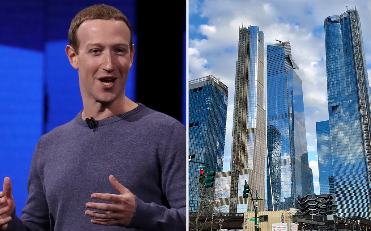 Facebook CEO Mark Zuckerberg and Hudson Yards (Credit: Getty Images and Wikipedia)