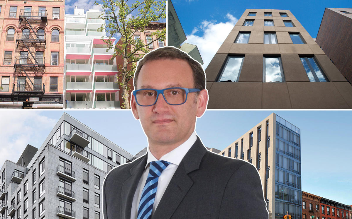 Clockwise from left: 329 Pleasant Avenue, 419 East 117th Street, 2338 Second Avenue and 2211 Third Avenue with HAP CEO Eran Polack 