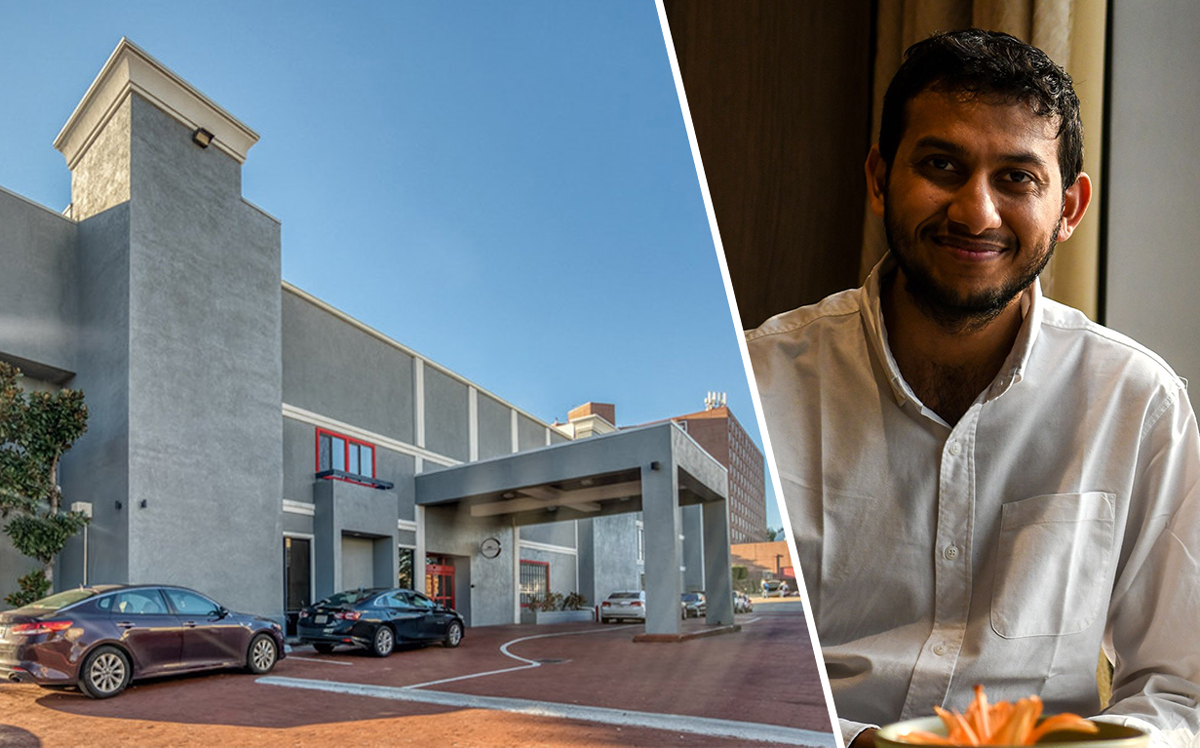 OYO Hotels CEO Ritesh Agarwal and OYO Townhouse in Dallas, Texas (Credit: OYO Hotels and Getty Images)