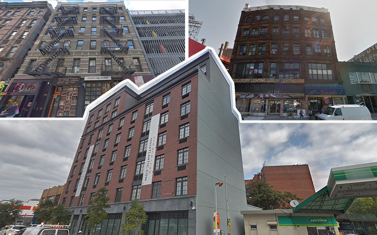 Left: 122-124 Ludlow Street, 1007 Atlantic Avenue and 240 Broadway (Credit: Google Maps)