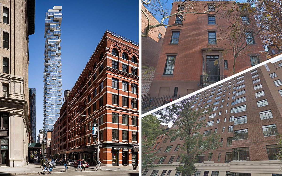 Clockwise from left: 56 Leonard Street, 15 Willow Street and 130 West 12th Street (Credit: Google Maps)