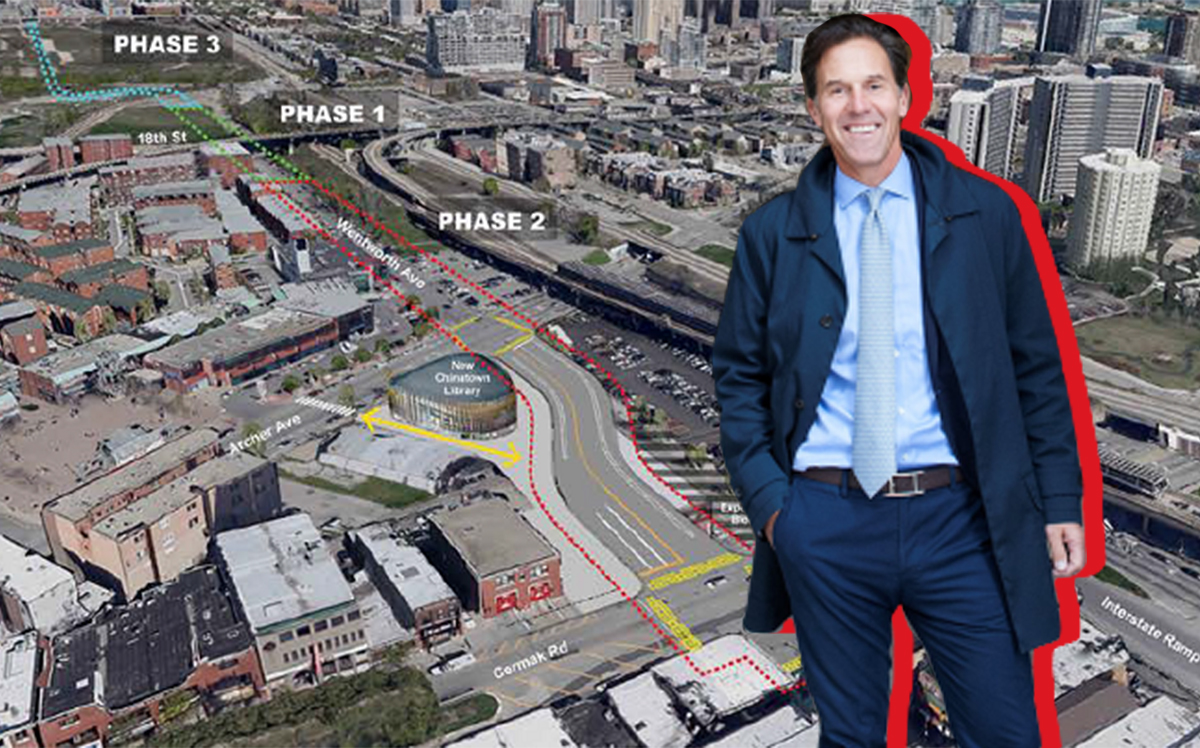 Related Midwest President Curt Bailey and a map of Wells-Wentworth Connector (Credit: City of Chicago)