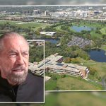 John Paul DeJoria and an aerial pic of the property (Credit: JLL)
