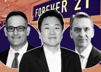 From left: Simon Property Group David Simon, Forever 21 CEO Do Won Chang, and Brookfield CEO Bruce Flatt (Credit: Getty Images)