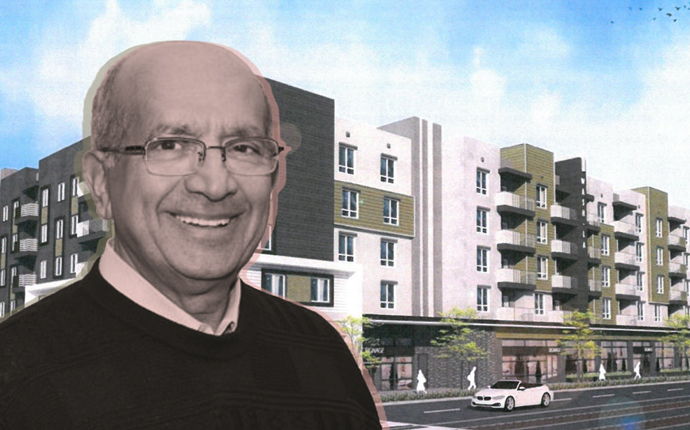 Percival Vaz and a rendering of the housing project (Credit: City of Los Angeles)