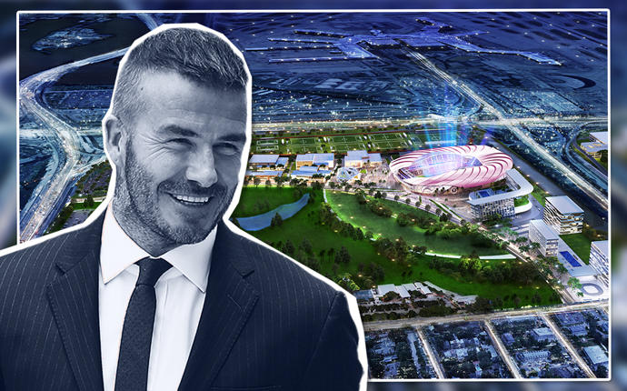 David Beckham and a rendering of Miami Freedom Park