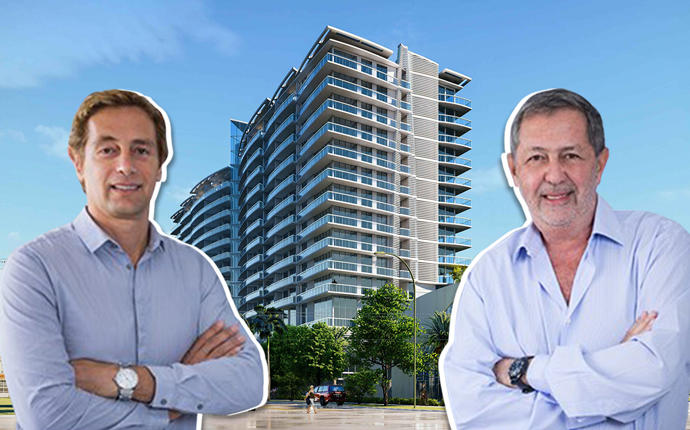 Jorge Savloff and Marcelo Tenenbaum with a rendering of the project