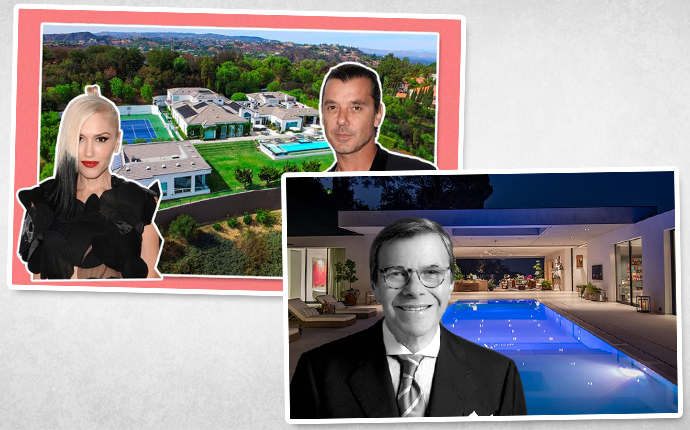 Gwen Stefani, Gavin Rossdale, and their former home in Beverly Hills Post Office, and Jay Stein with his home in Beverly Hills