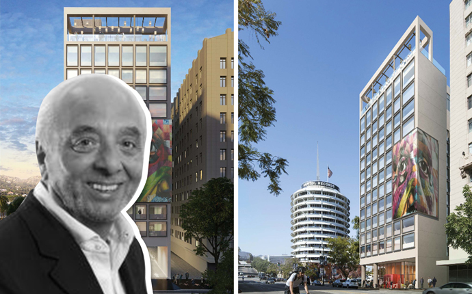 CitizenM Chairman Rattan Chadha and a rendering of the Hollywood hotel