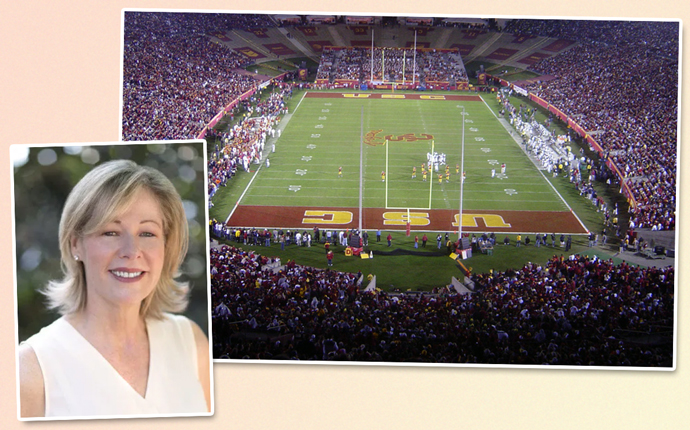 United Airlines California President Janet Lamkin and the LA Coliseum