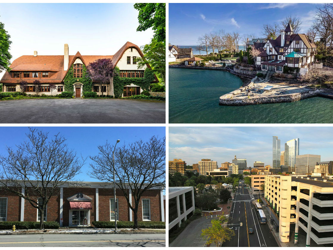 <em>Clockwise from top left: Century-old Greenwich estate with ‘dramatic’ waterfront views seeks $26M, Rye mansion once owned by singer-songwriter Paul Stookey list for almost $6M, Westchester IDA grants $34.5M in tax subsidies for $1.2B in real estate projects and a $13M apartment complex proceeds in Danbury as part of a downtown revitalization plan.</em>