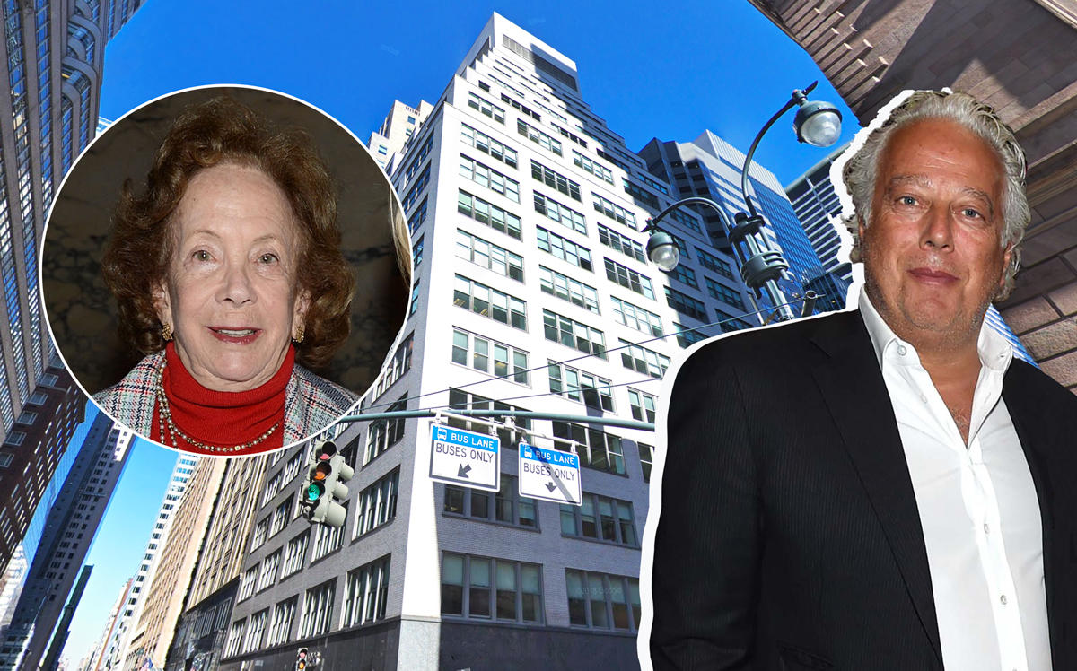 From left: Barbara Slifka, 477 Madison Avenue and RFR Holding's Aby Rosen (Credit: Google Maps and Getty Images)
