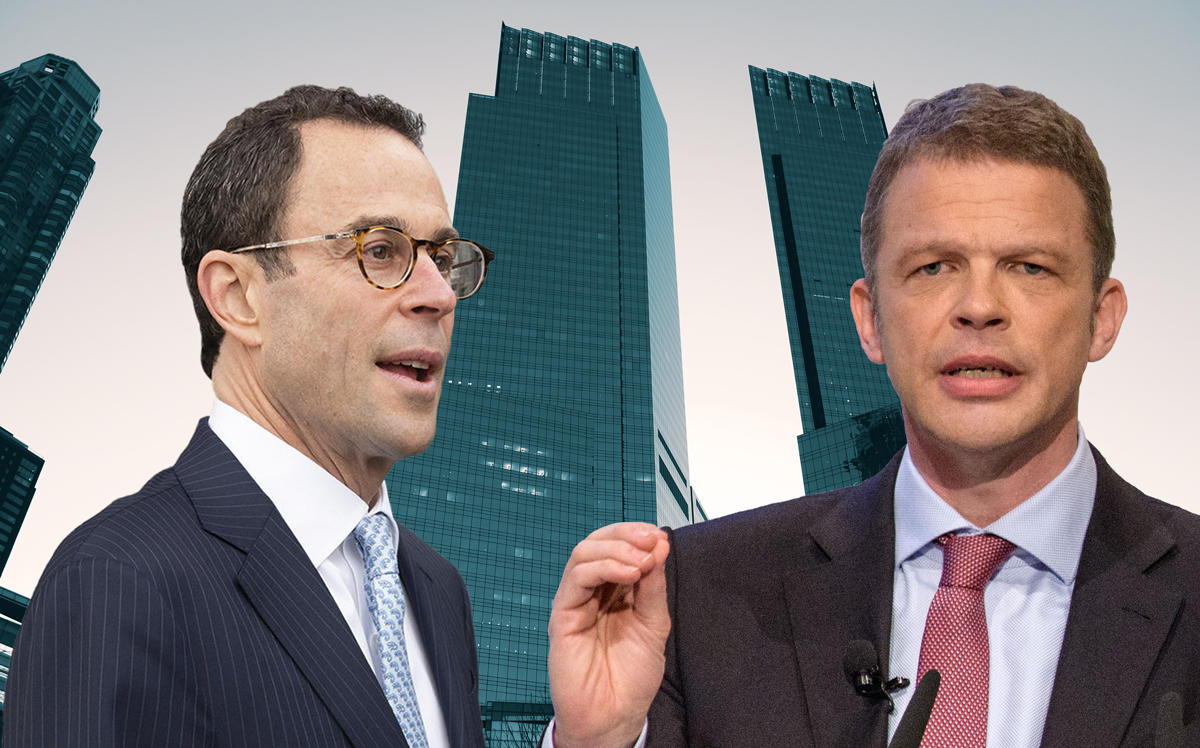 Related CEO Jeff Blau, Deutsche Bank CEO Christian Sewing, and Time Warner Center at 10 Columbus Circle (Credit: Getty Images and Wikipedia)