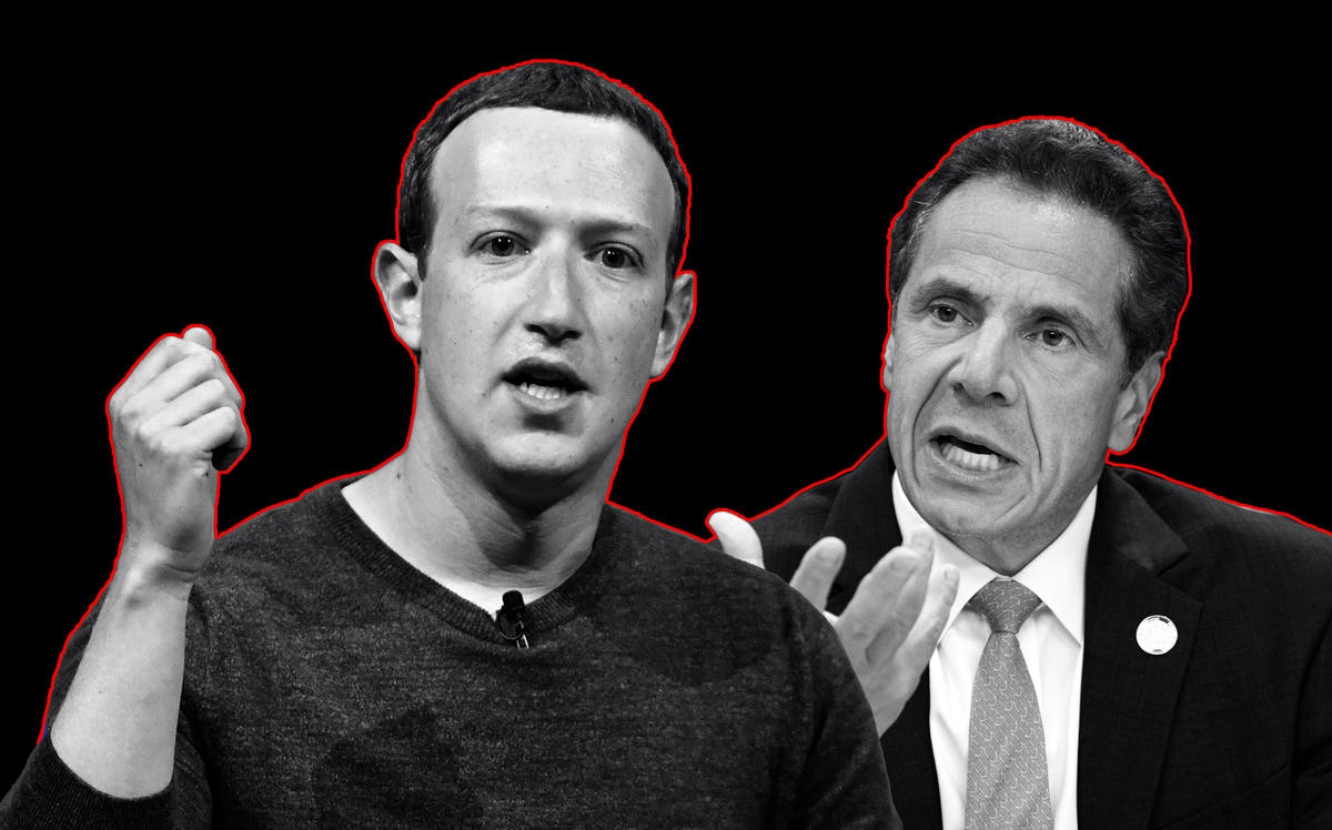 Facebook CEO Mark Zuckerberg and New York Governor Andrew Cuomo (Credit: Getty Images)