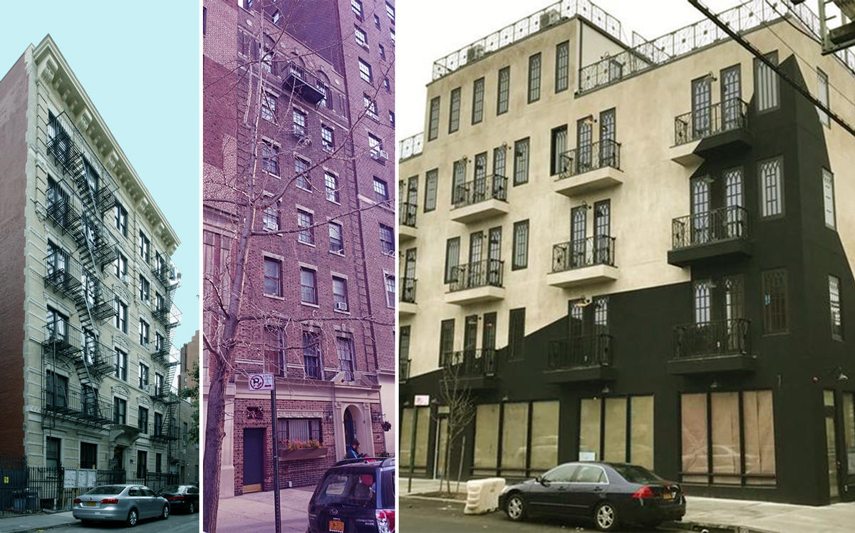 From left: 227 Waverly Place, 29 5th Avenue, and 1487 Broadway in Bushwick (Credit: Renaissance Properties New York, StreetEasy, and Apartments)