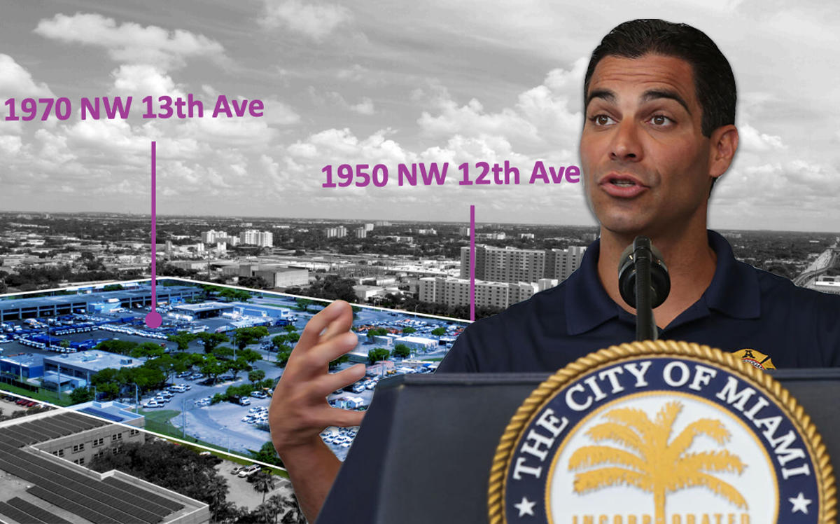 The Allapattah properties and Miami Mayor Francis Suarez (Credit: CBRE, Getty Images)