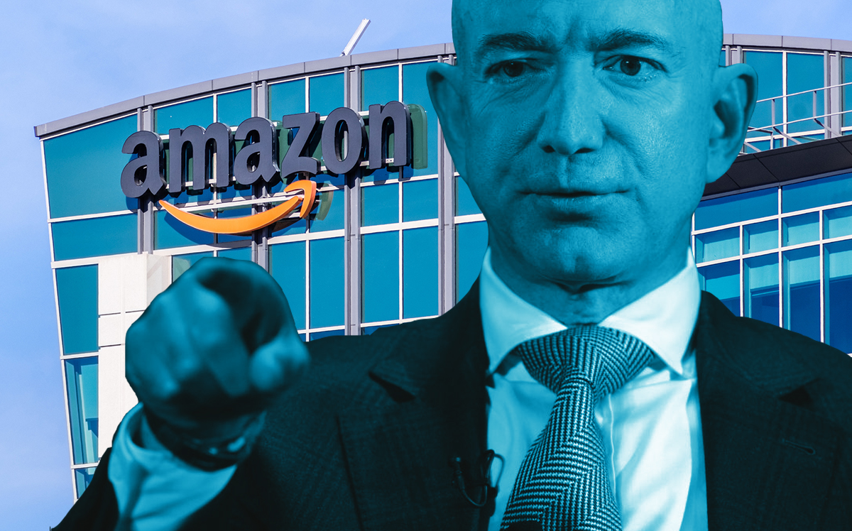 Jeff Bezos and Amazon HQ in Silicon Valley (Credit: Getty Images)