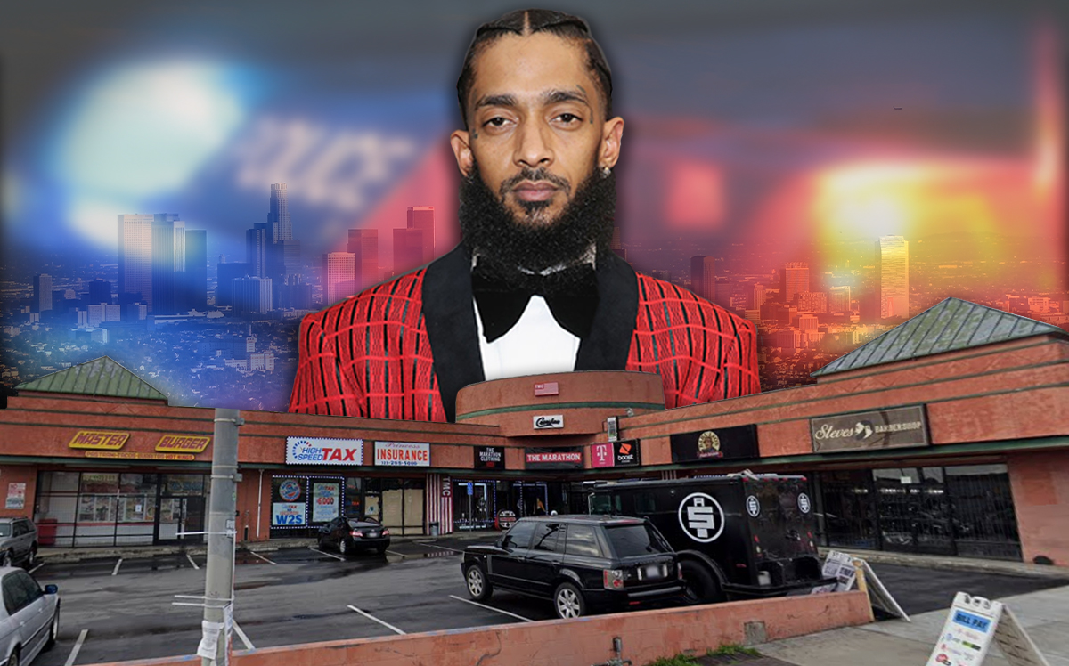 Nipsey Hussle and his property at 3420 West Slauson Avenue (Credit: Getty Images, Google Maps, Wikipedia, Pixabay)